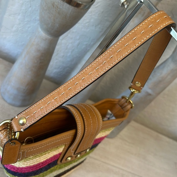 Coach Straw Top Handle Mini in Straw and Natural leather Signature C New 41248 - Picture 9 of 13